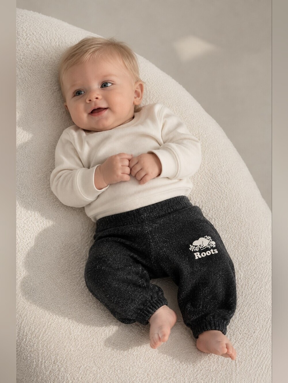 Roots Baby Salt & Pepper Jogger Sweatpants 3-6M Cozy Cottagecore
